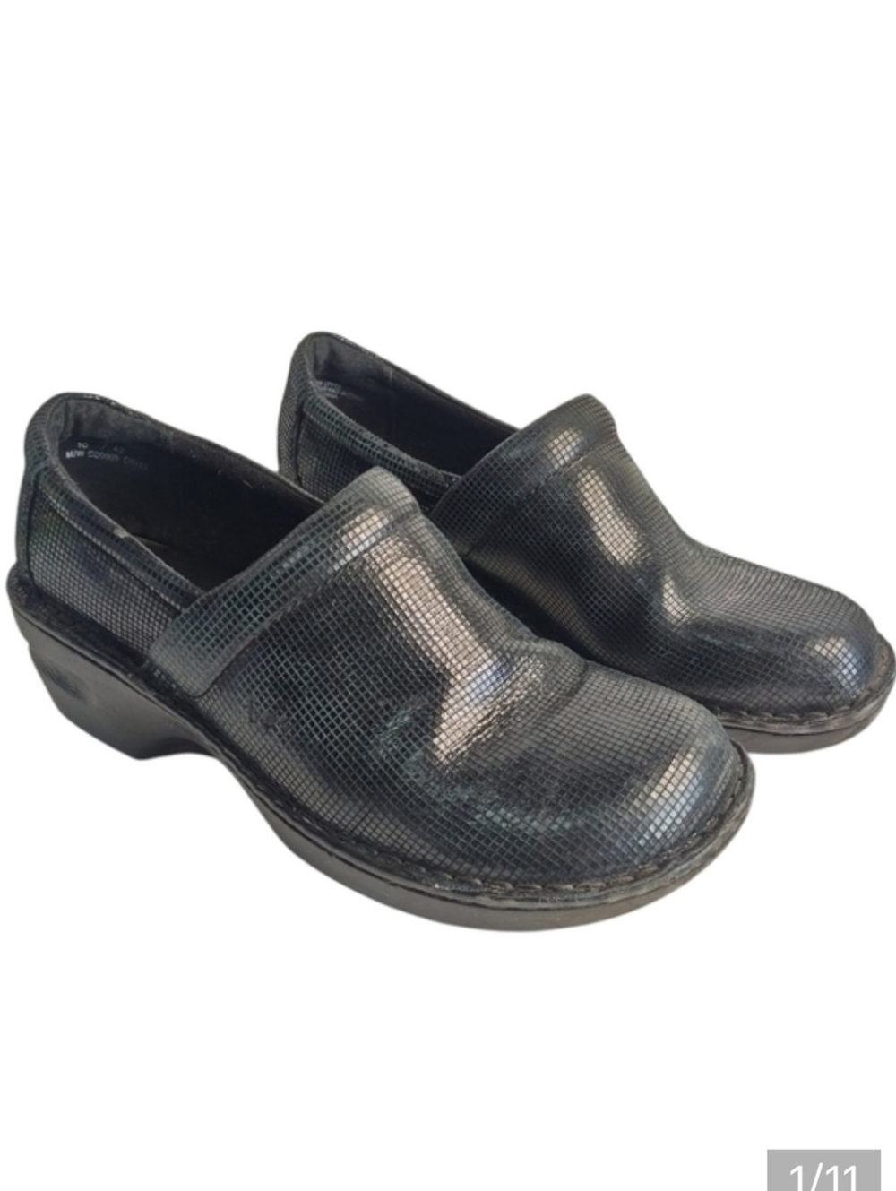 b.o.c. Women's Black Leather Slip-on Mule Clogs Shoes Size 10